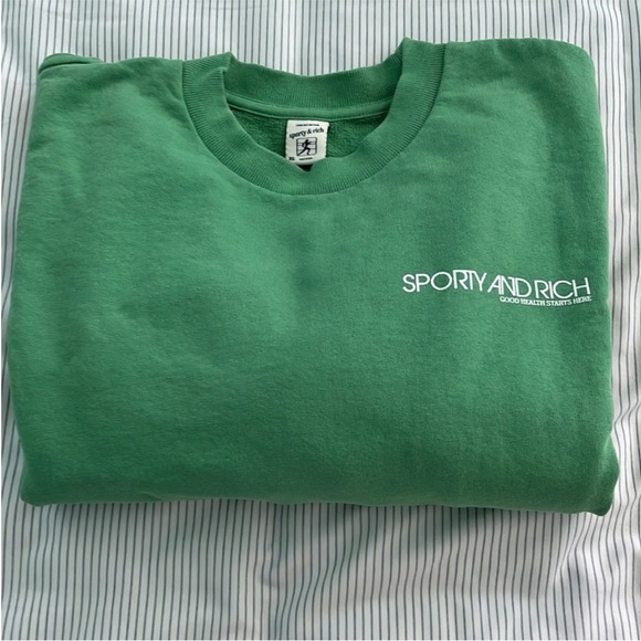 Sporty and Rich Green Cropped Crewneck Sweatshirt - Picture 5 of 13
